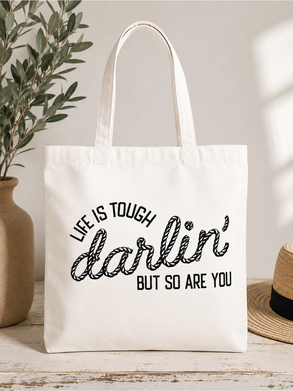 Darlin' Canvas Tote Bag - White 💜💜💜 Thread to Hold onto support